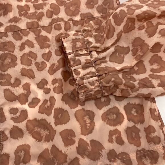 GOOD AMERICAN DESERT LEOPARD LIGHTWEIGHT QUARTER ZIP SHEER PULLOVER JACKET SMALL - Picture 7 of 14